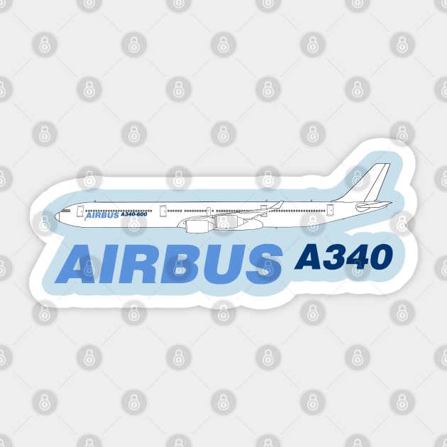 Airbus A340 Line Drawing Sticker by SteveHClark